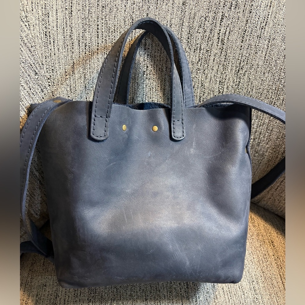 Portland Leather Crossbody Tote - Medium - Deep Water color - Picture 7 of 7